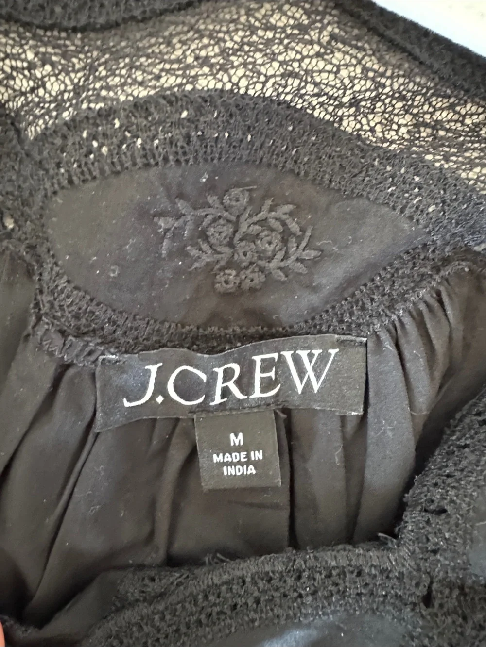 J CREW Black Sleeveless Eyelet Lace Yoke Top
